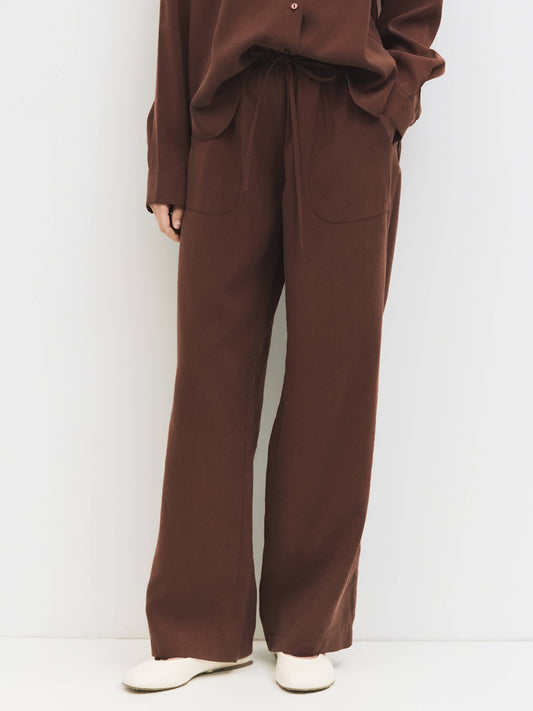 Brushed Drawstring Wide-Leg Pants