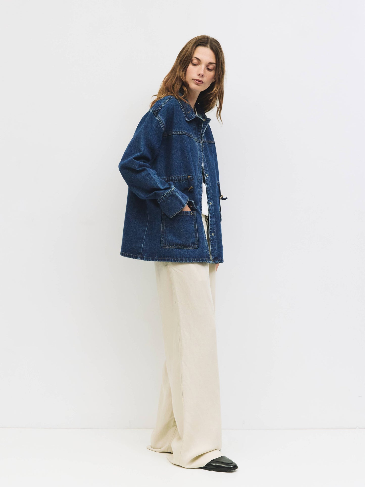 Denim Drawstring Chore Jacket
