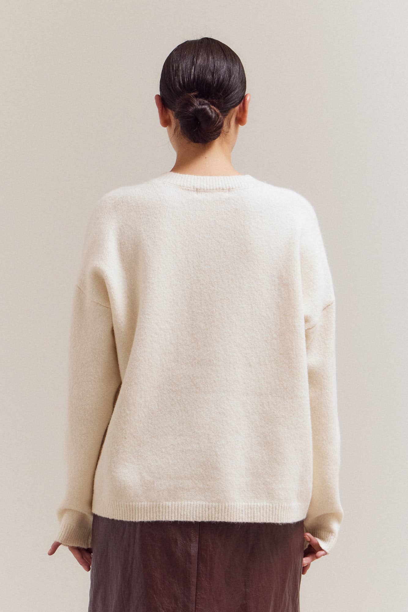 Ivory V-Neck Pullover Sweater
