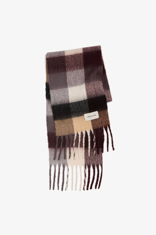 Purple/Brown Brushed Check Scarf