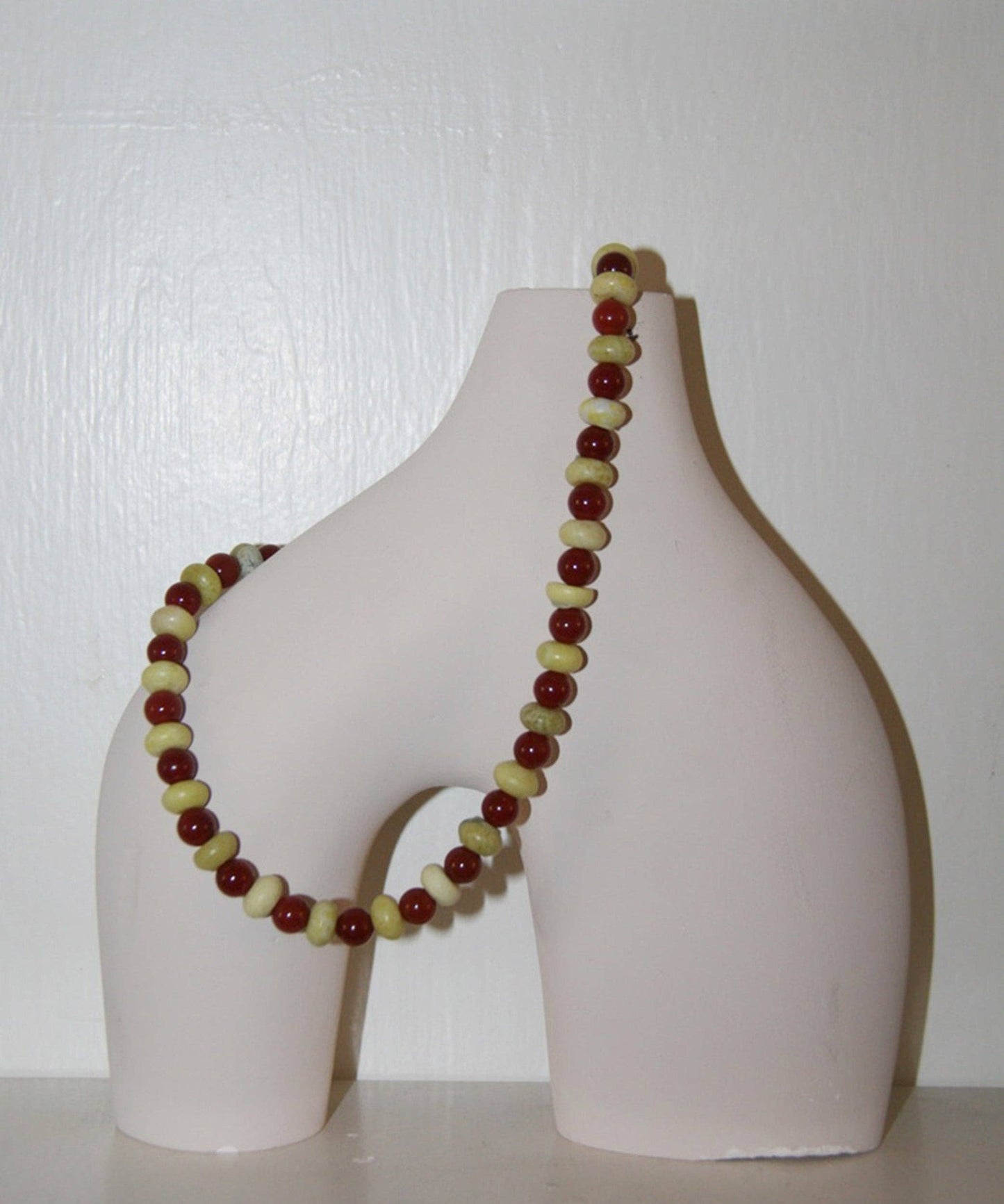 Carnelian and Serpentine Beaded Necklace