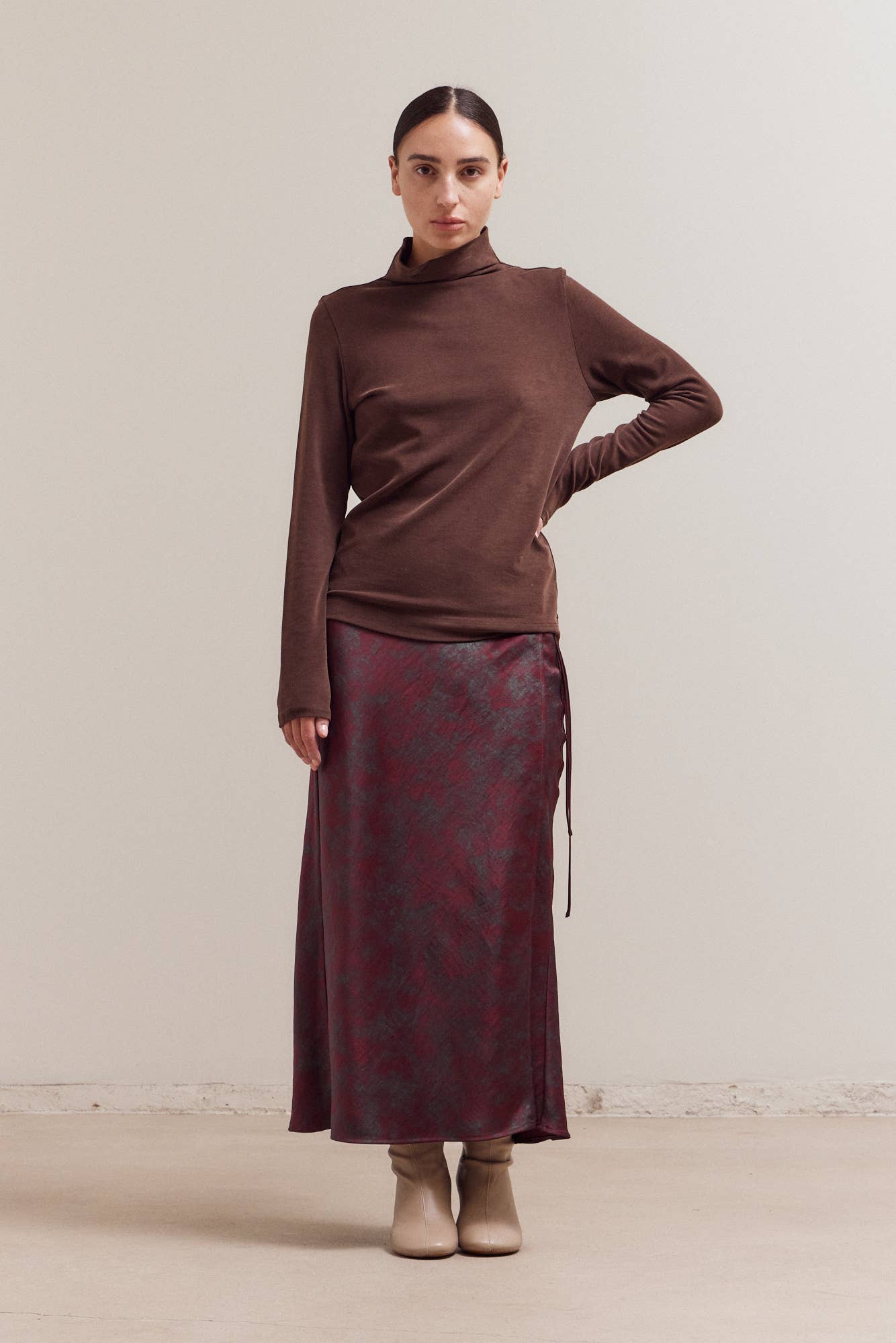 Brushed Mock Neck Long Sleeve Top