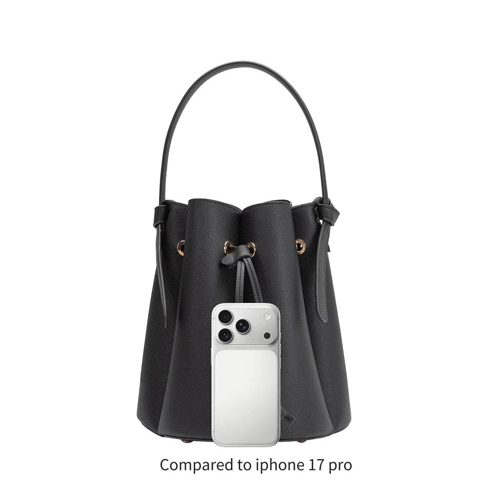 Black Laguna Pleated Top Handle Bag