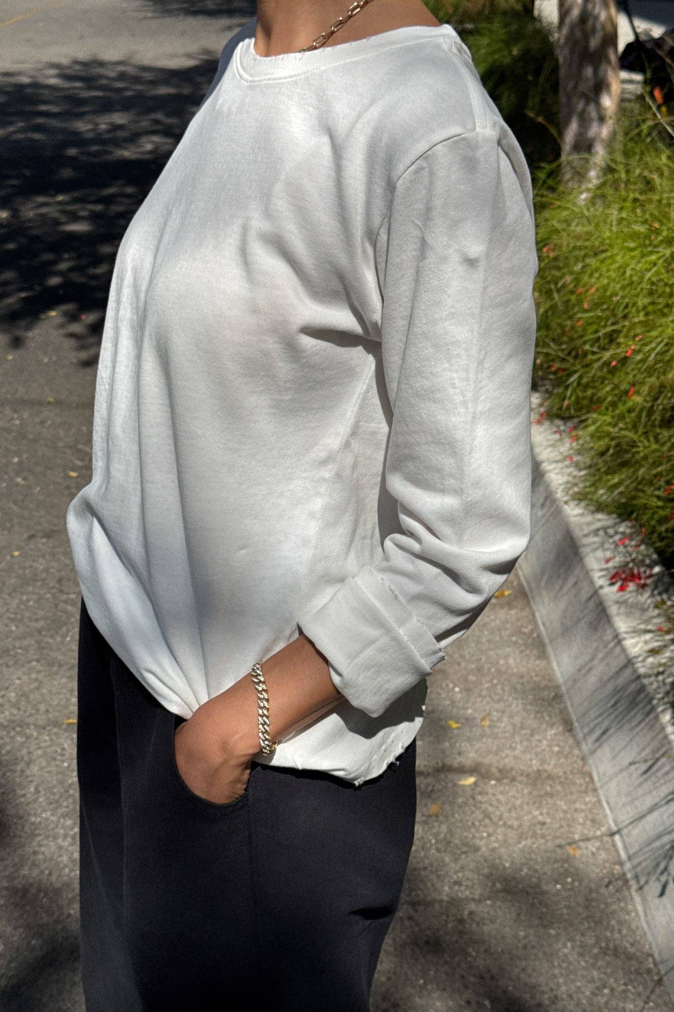 Vintage White Everyday Long Sleeve Tee
