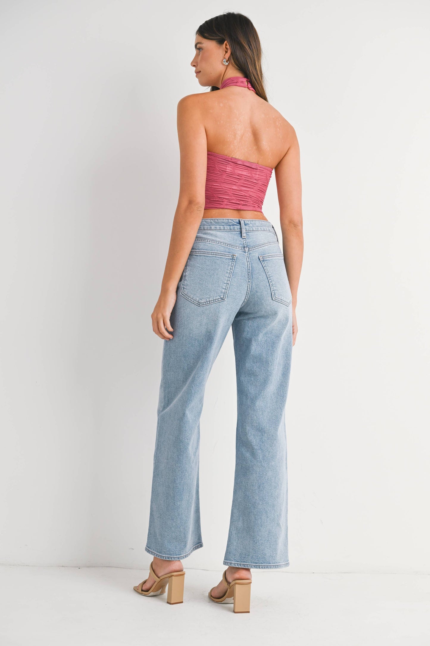 Light Wash High Rise Straight Stretch Jean