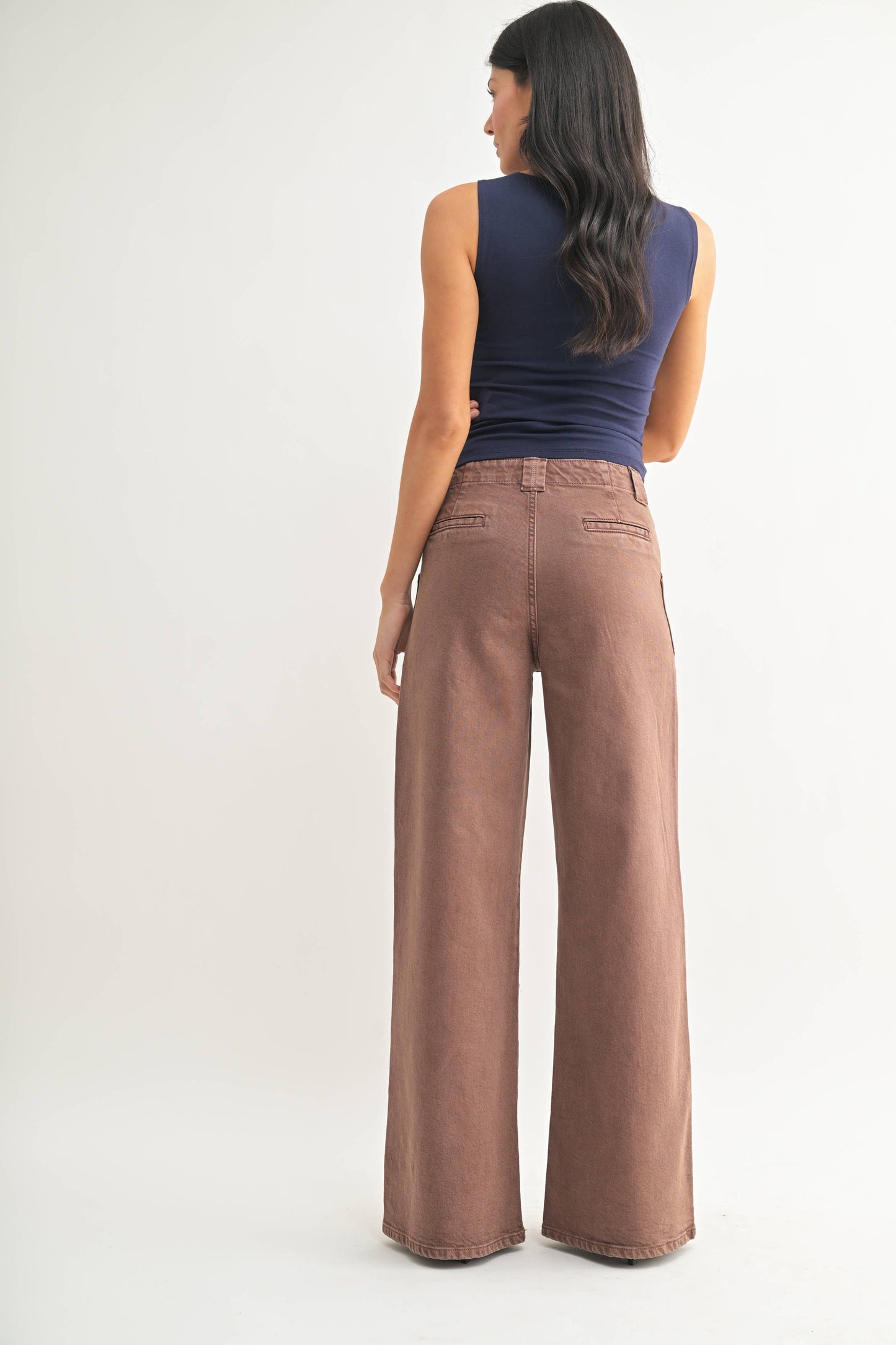 Vintage Brown Patch Pocket Wide Leg Flare