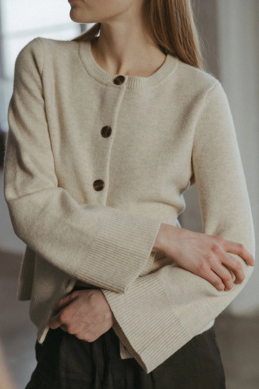 Bell Sleeve Buttoned Cardigan