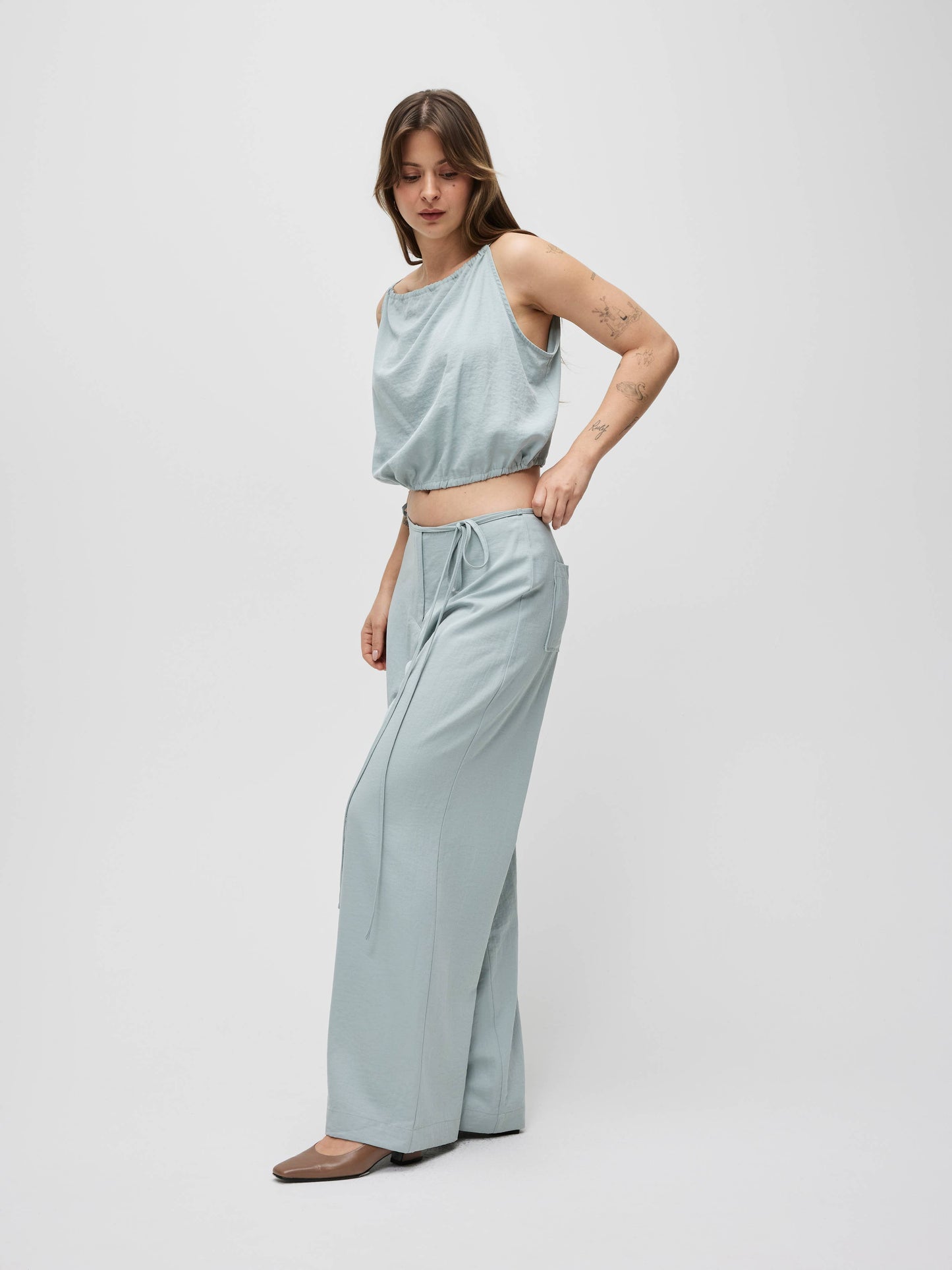 Light Blue Loose Strappy Top