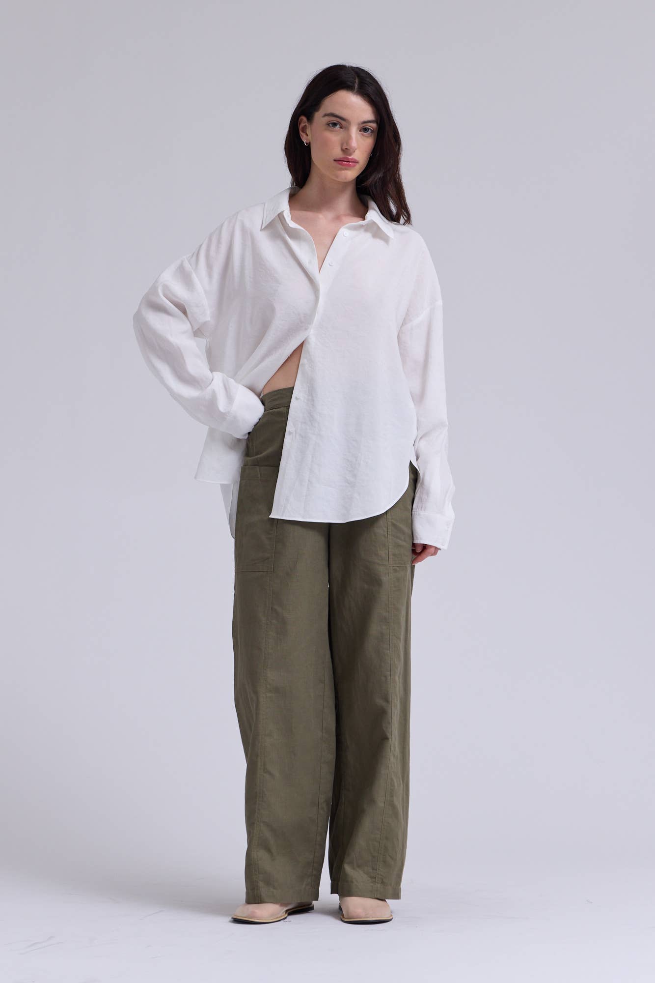 Olive Linen Utility Pants