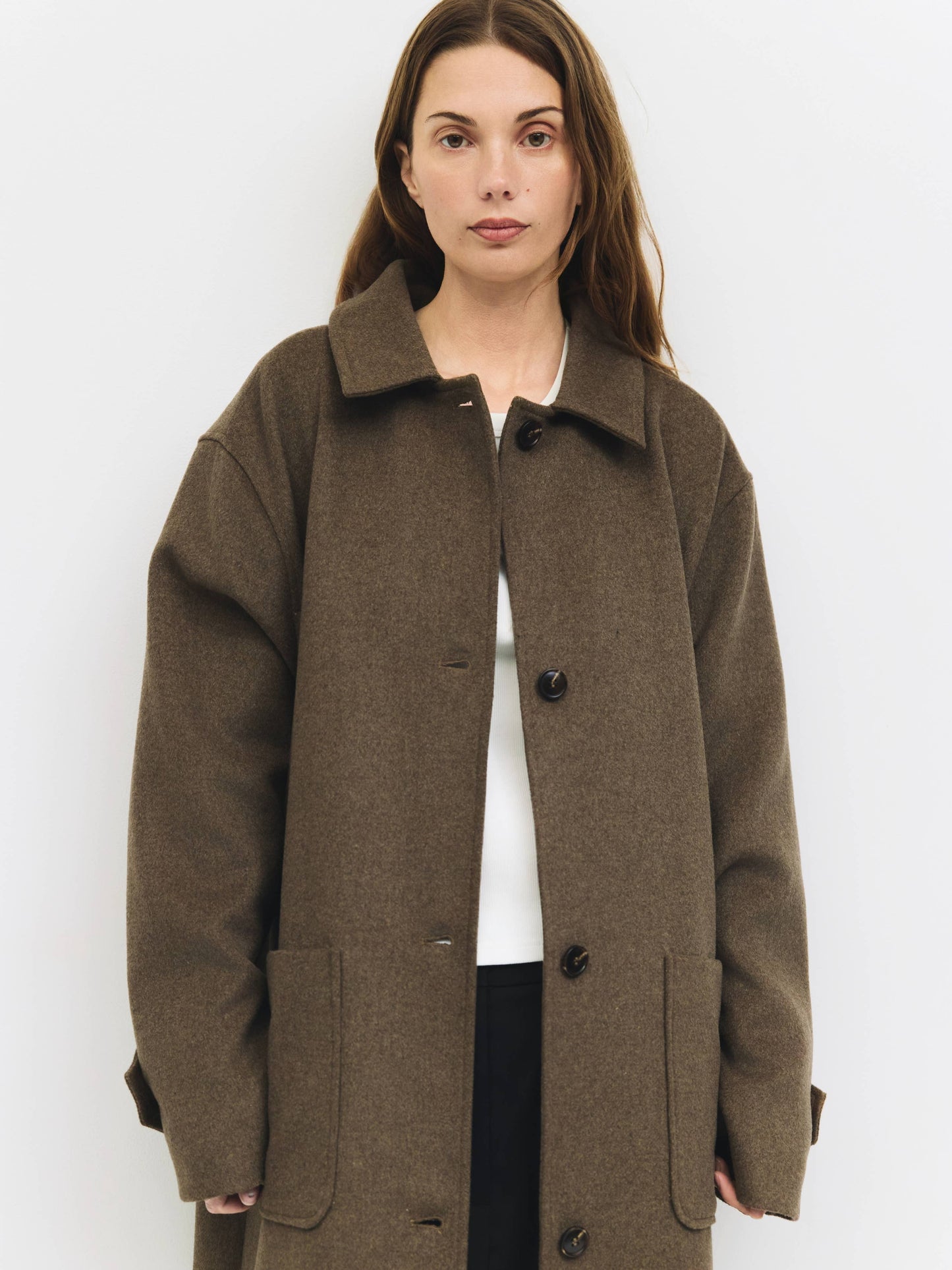 Brown Wool Classic Long Coat