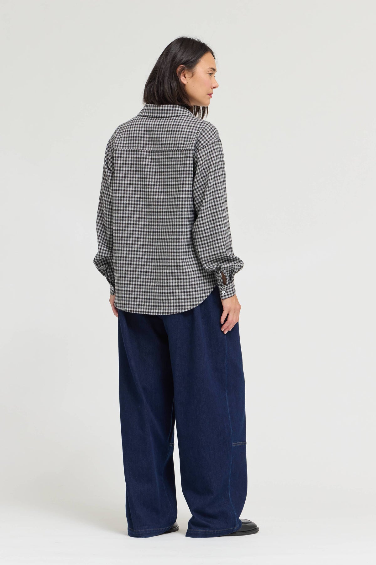 Black Checkered Flannel Button-Down Shirt