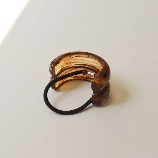 Brown Wide Double Arch Resin Ponytail Hair Tie