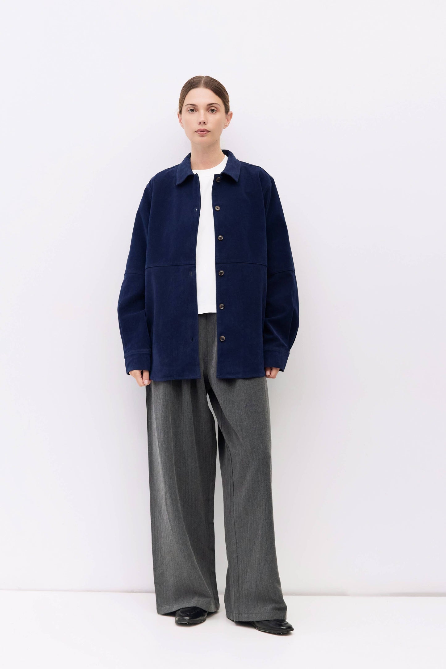 Oversized Faux Suede Shirt Jacket