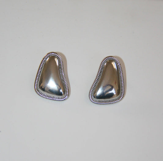 Textured Silver Statement Stud Earrings