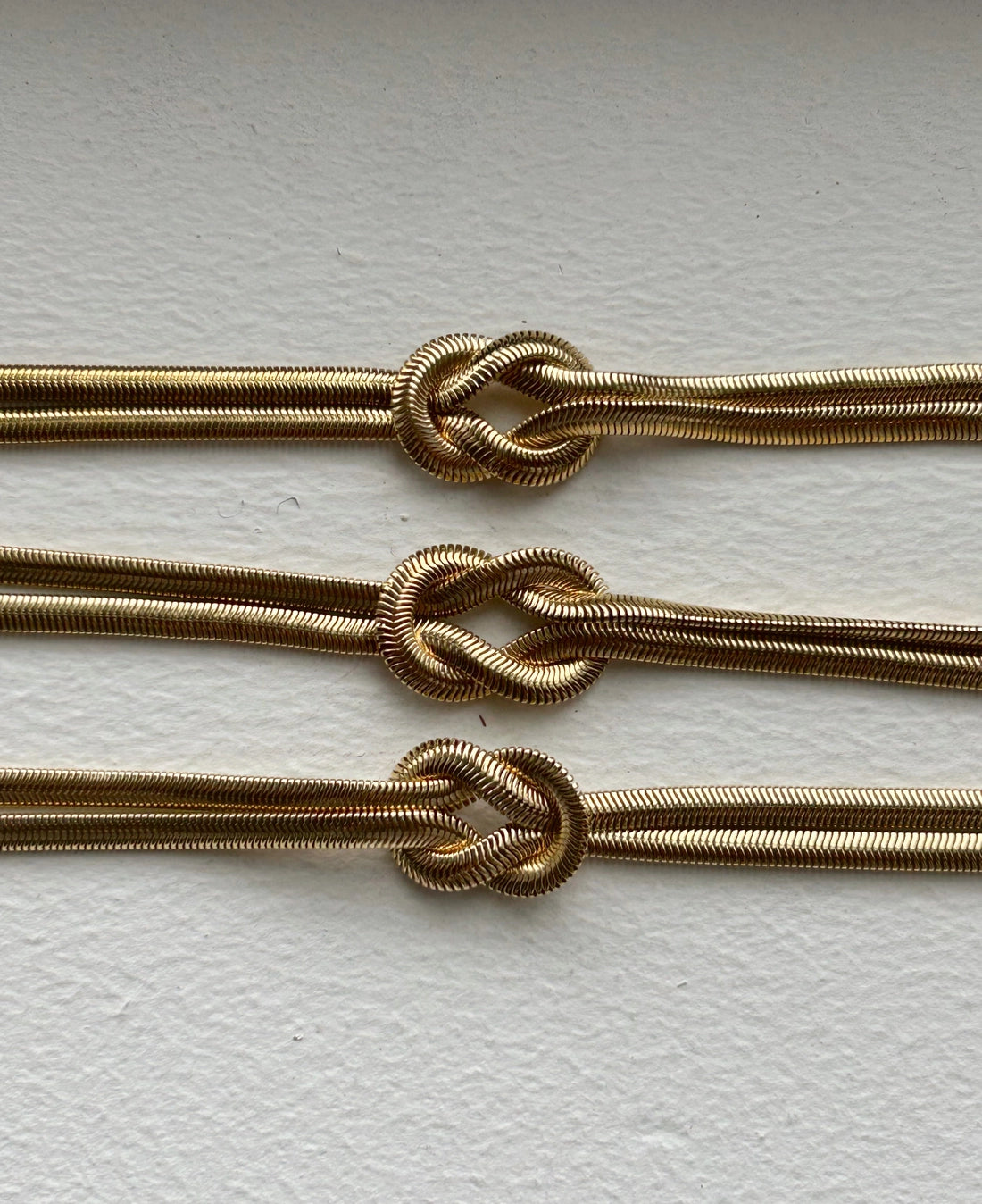 Gold Double Snake Chain Knot Necklace
