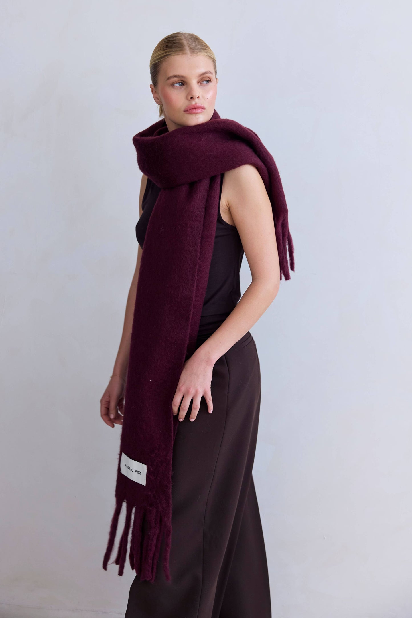 Deep Plum Brushed Recycled Scarf