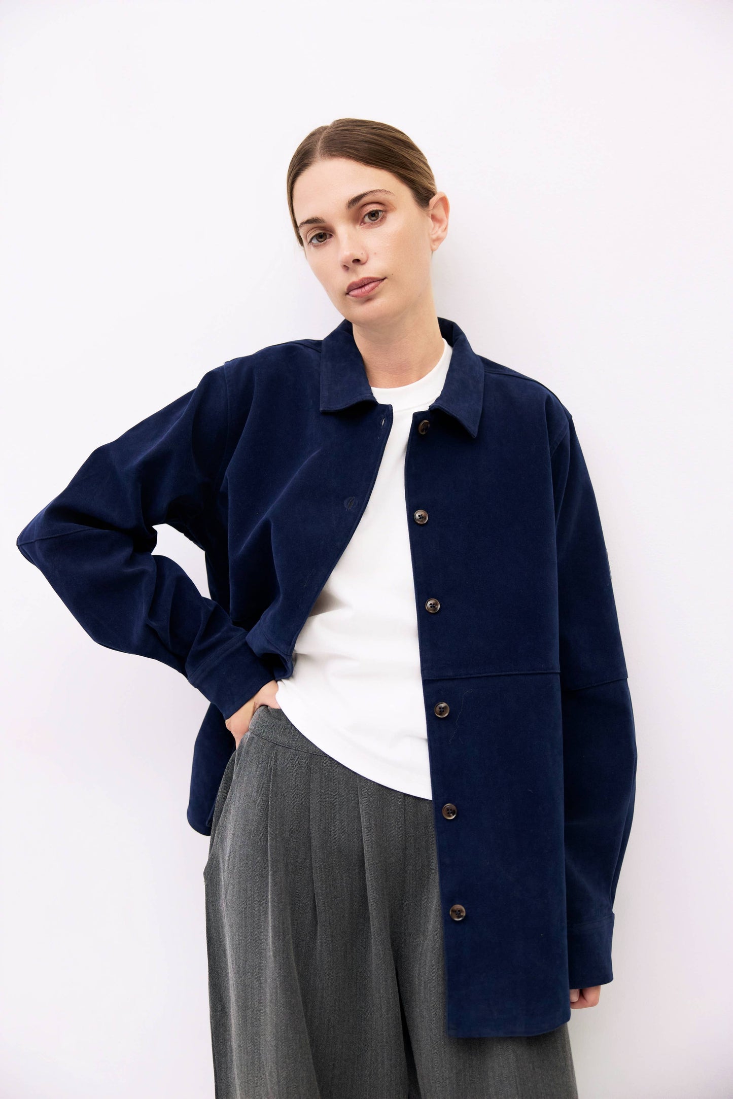 Oversized Faux Suede Shirt Jacket