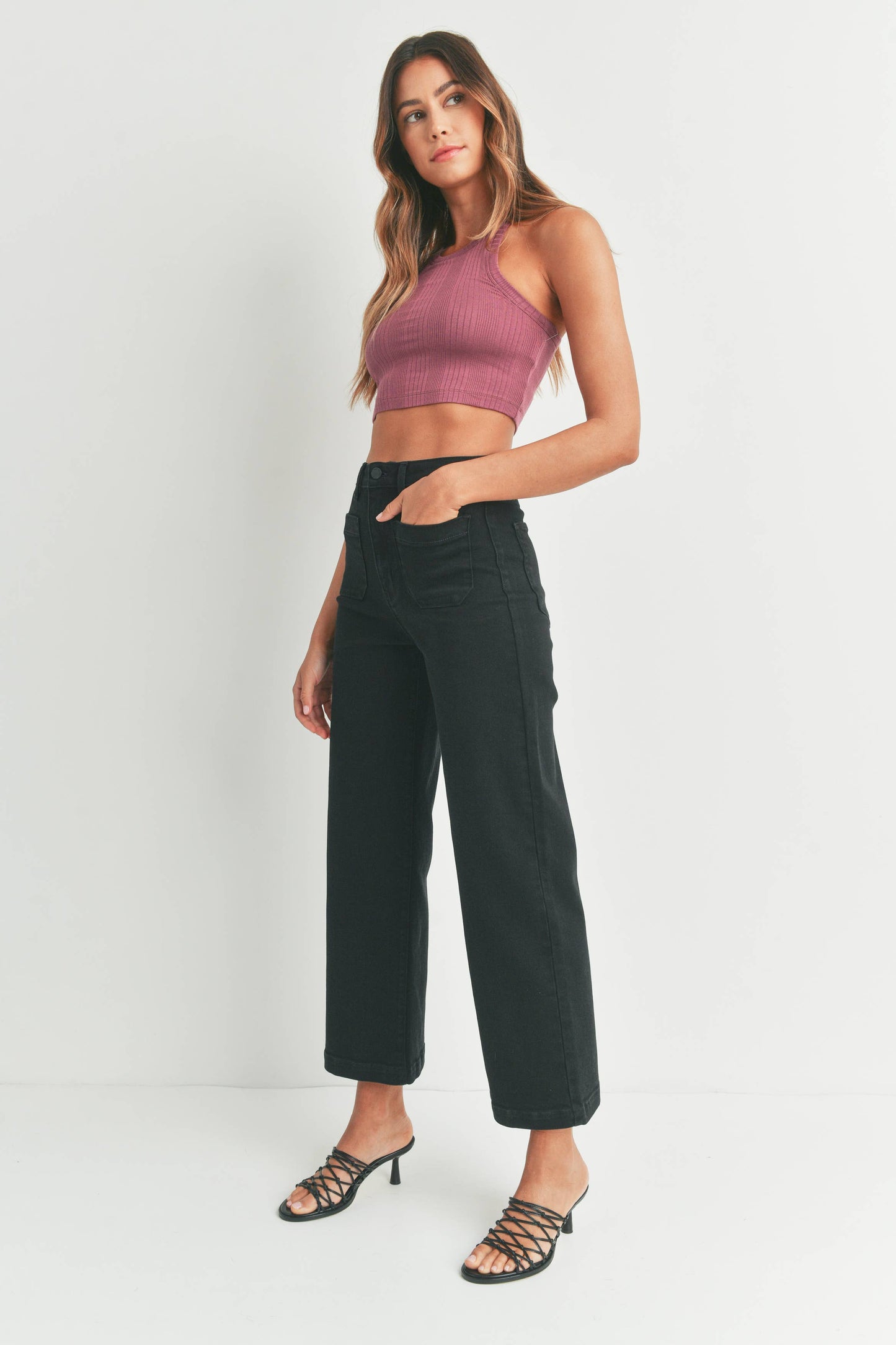 Black Patch Pocket Wide Leg Jean