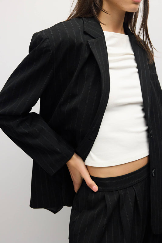Black Pinstripe Tailored Blazer