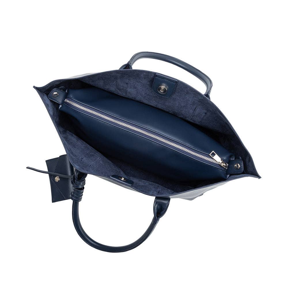 Deep Blue Astrid Vegan Leather Tote Bag