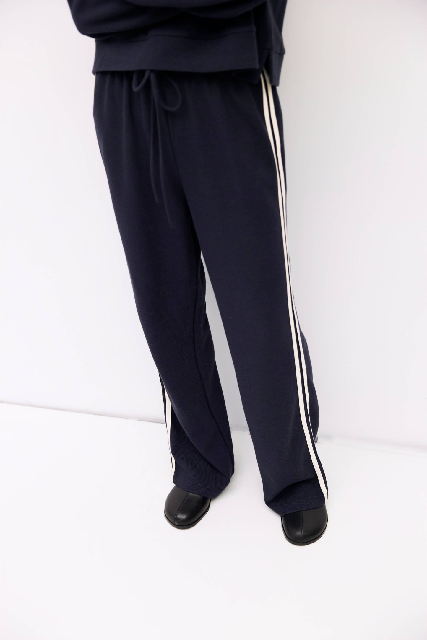 Thermal Waffle Knit Side Stripe Pant