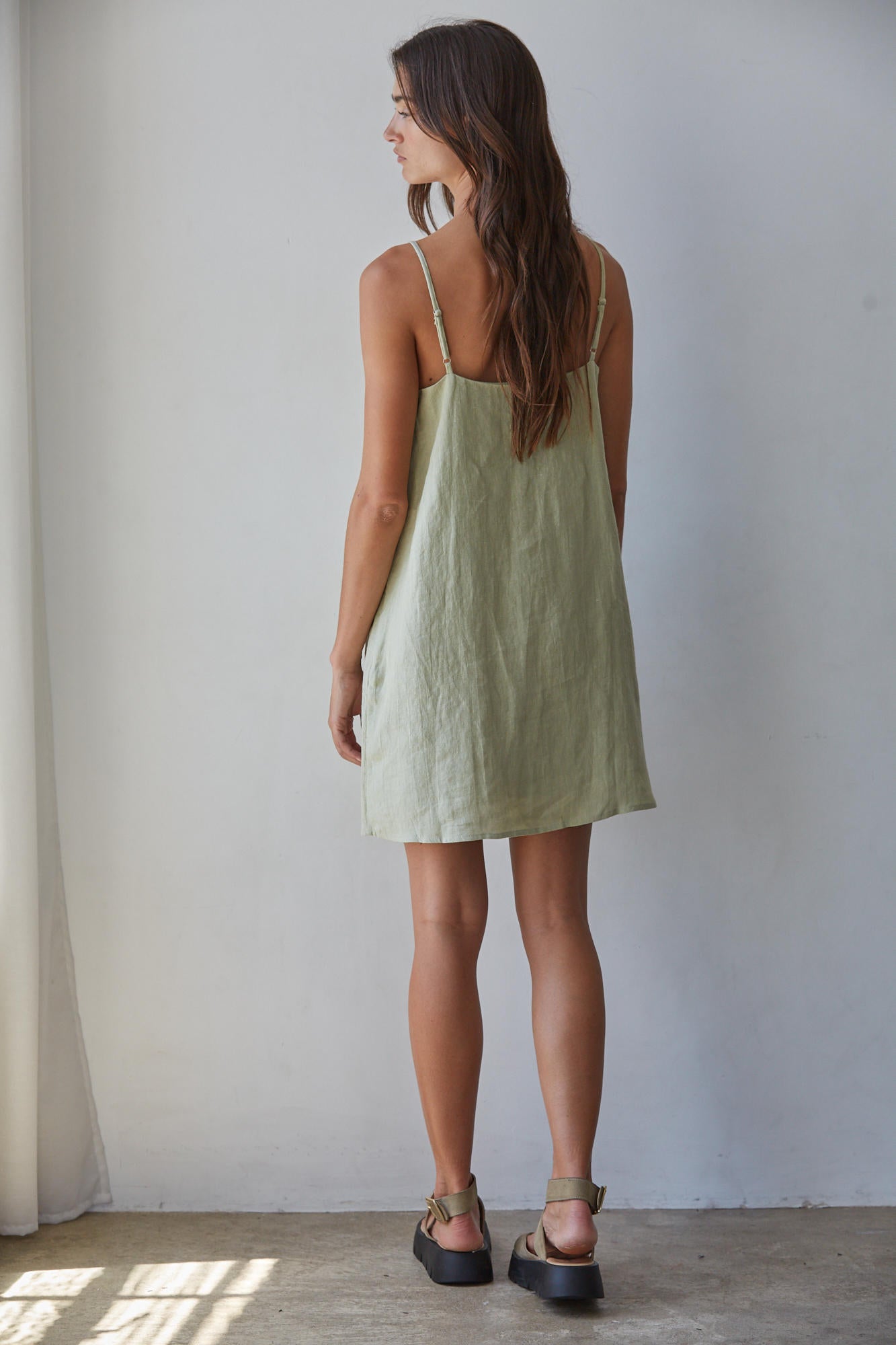 Sage Linen Mini Dress