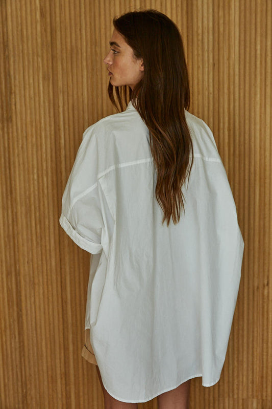 White Short Sleeve Button Down Shirt