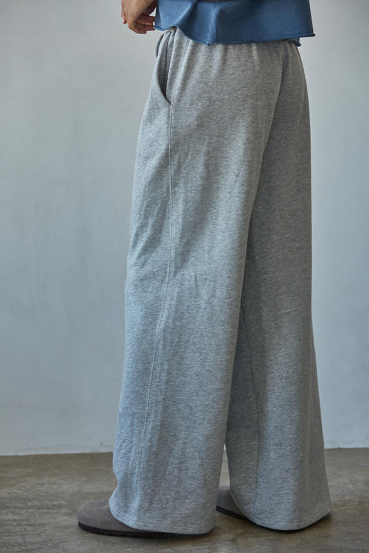French Terry Wide Leg Drawstring Pant