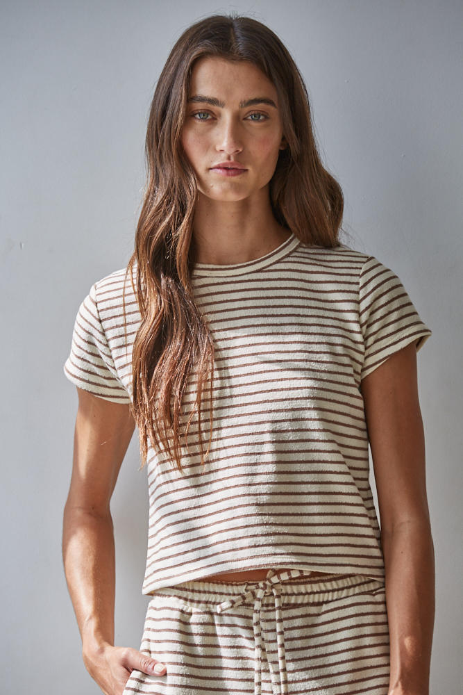 Striped Terry Jersey Knit Tee