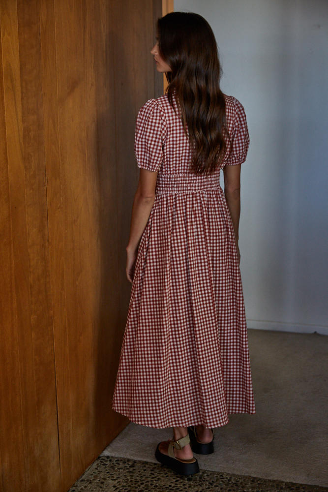 Sienna Gingham Cotton Maxi Dress