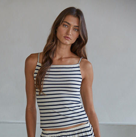 Navy Striped Square Neck Cami Tank