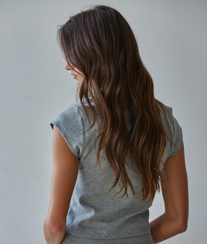 Ribbed Cotton Short Sleeve Top