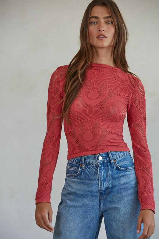 Jacquard Fishnet Layering Top