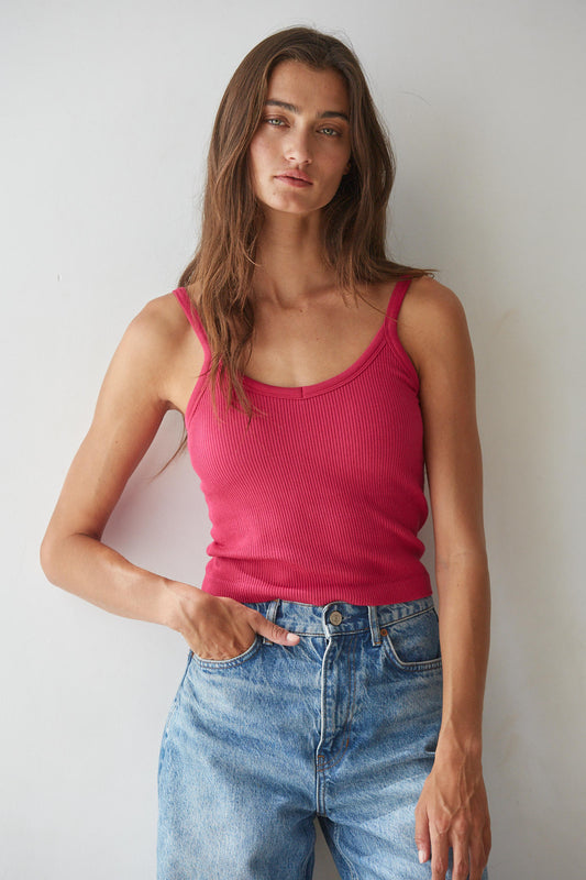 Seamless Ribbed Built In Bra Cami Tank