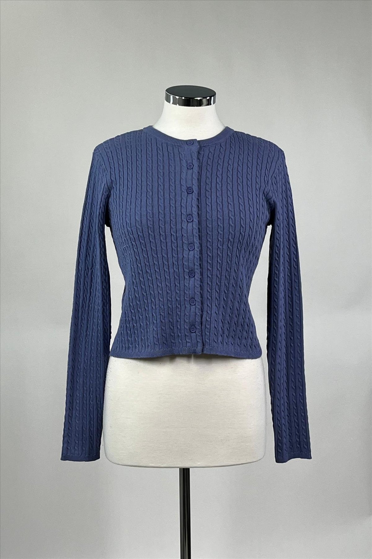 Fitted Cotton Cable Knit Cardigan