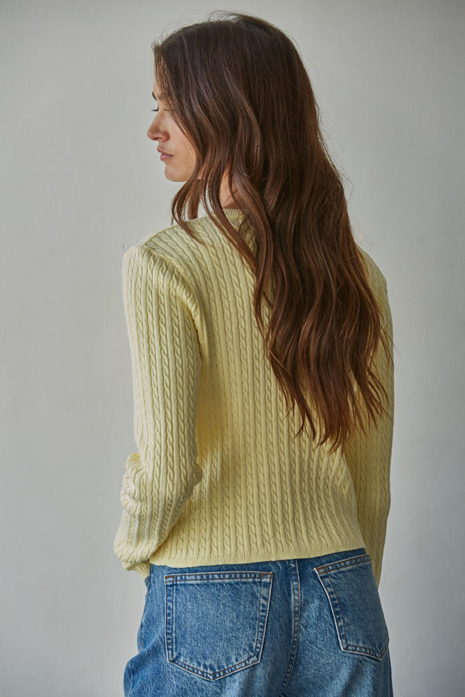 Fitted Cotton Cable Knit Cardigan