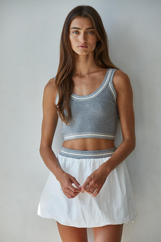 Scoop Neck Varsity Ribbed Knit Bralette