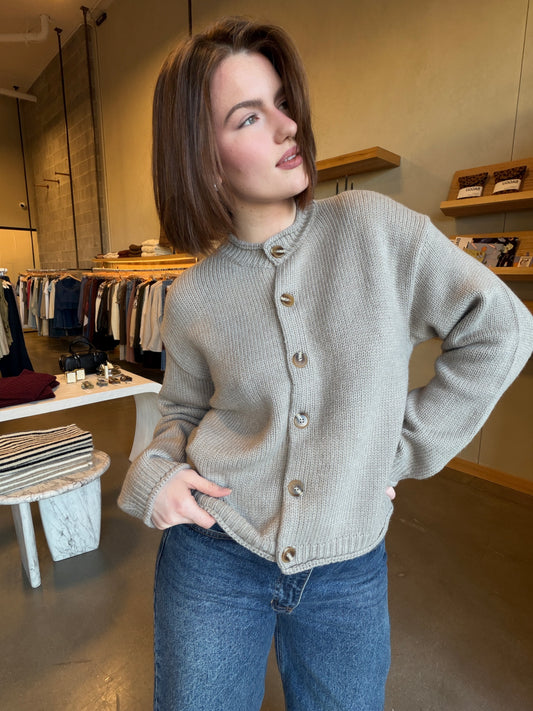 Rolled Edge Drop Shoulder Cardigan