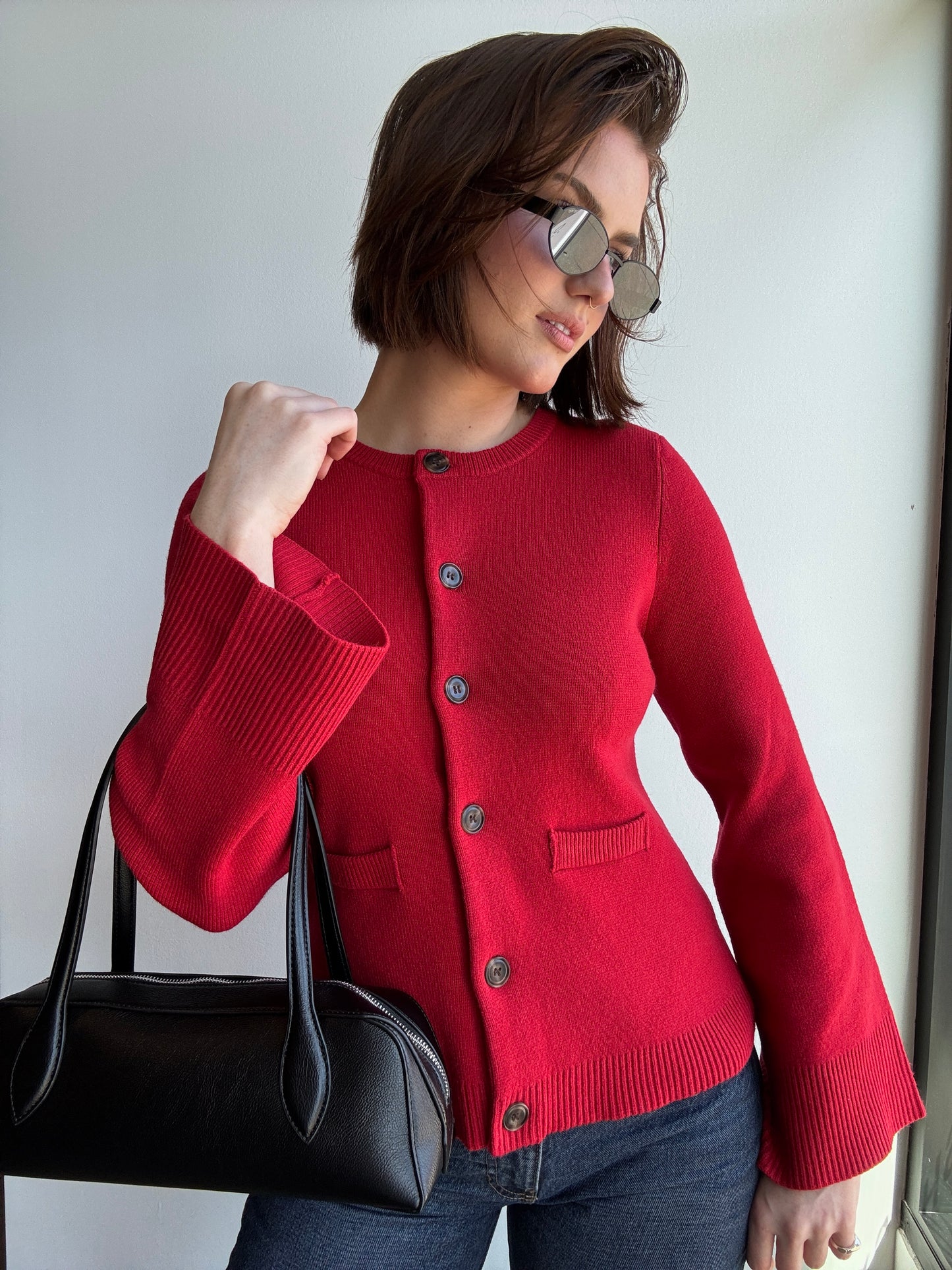 Bell Sleeve Buttoned Cardigan