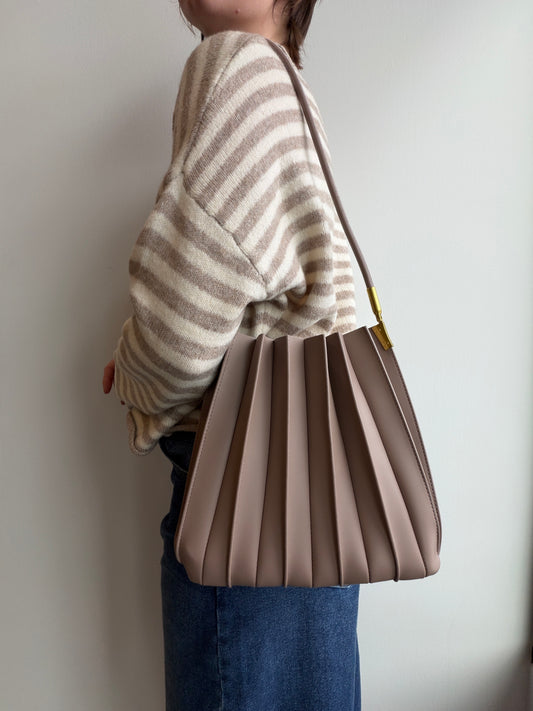 Carrie Mushroom Pleated Vegan Shoulder Bag