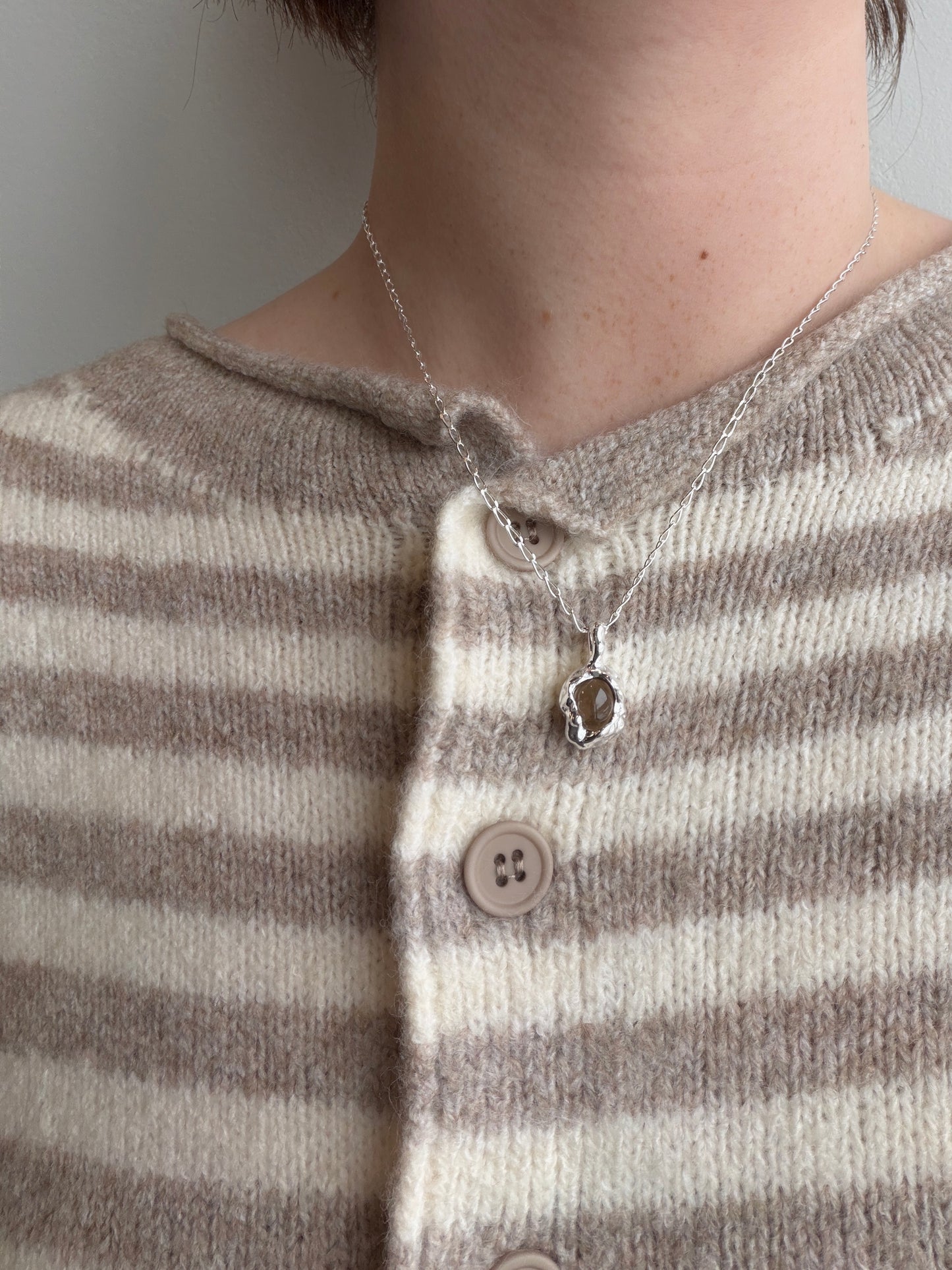 Sterling Silver Smoke Quartz Pendant Necklace