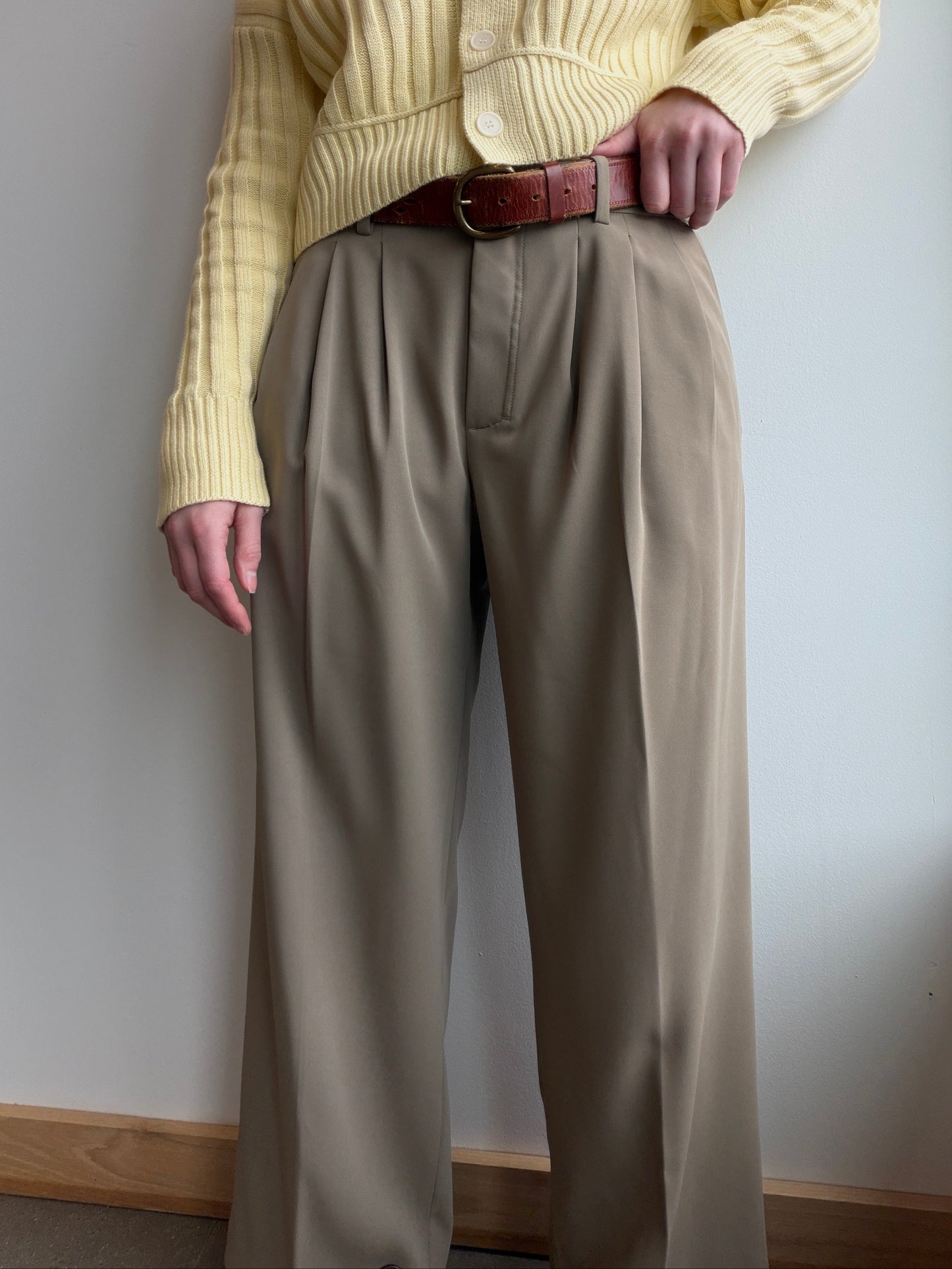 Pleated Tapered Ankle Trousers