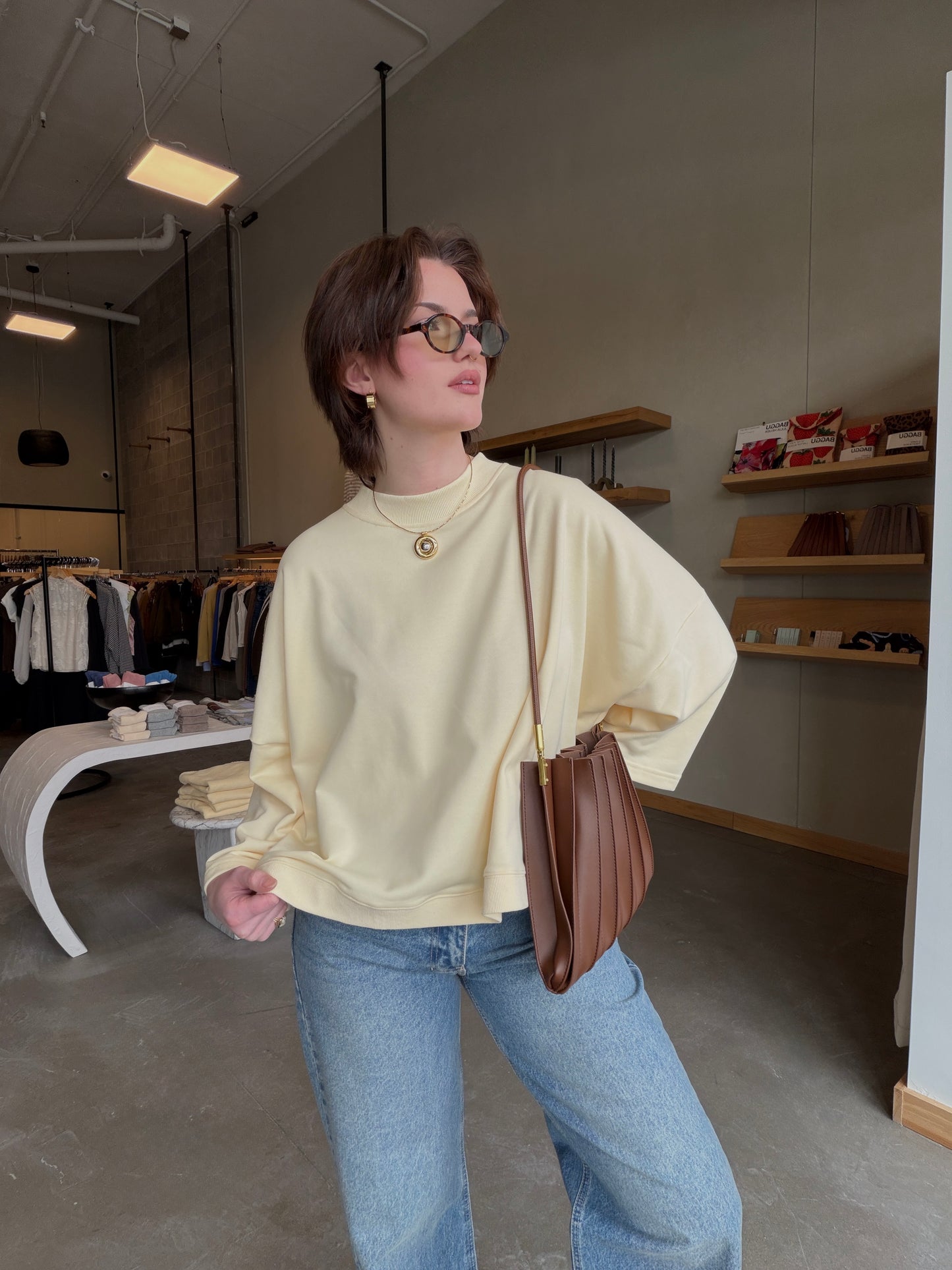 Butter Yellow Crewneck Terry Sweatshirt