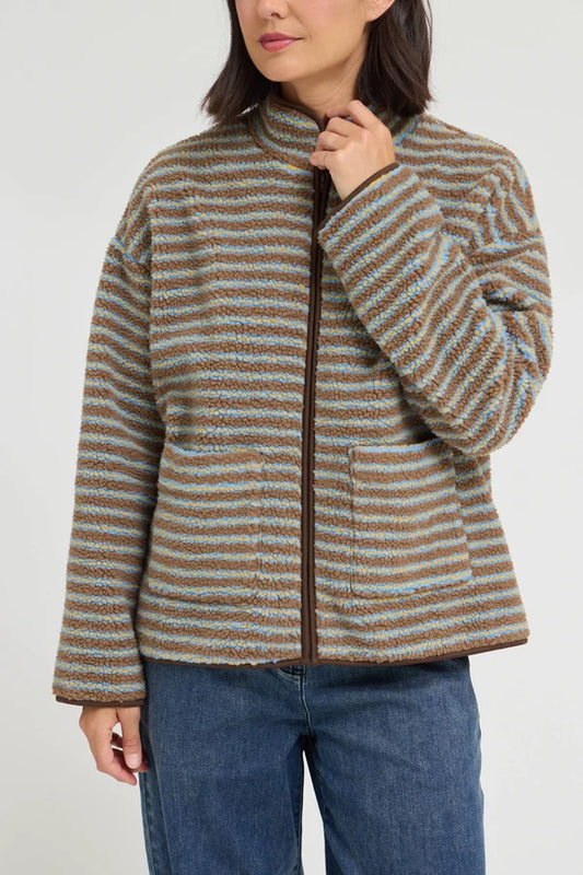 Stripe Fleece Zip Jacket