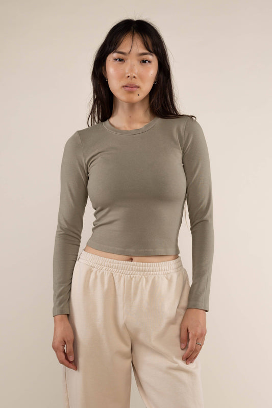 Organic Cotton + Hemp Crew Neck Long Sleeve Top