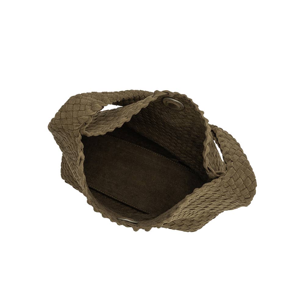Johanna Pine Suede Woven Vegan Shoulder Bag