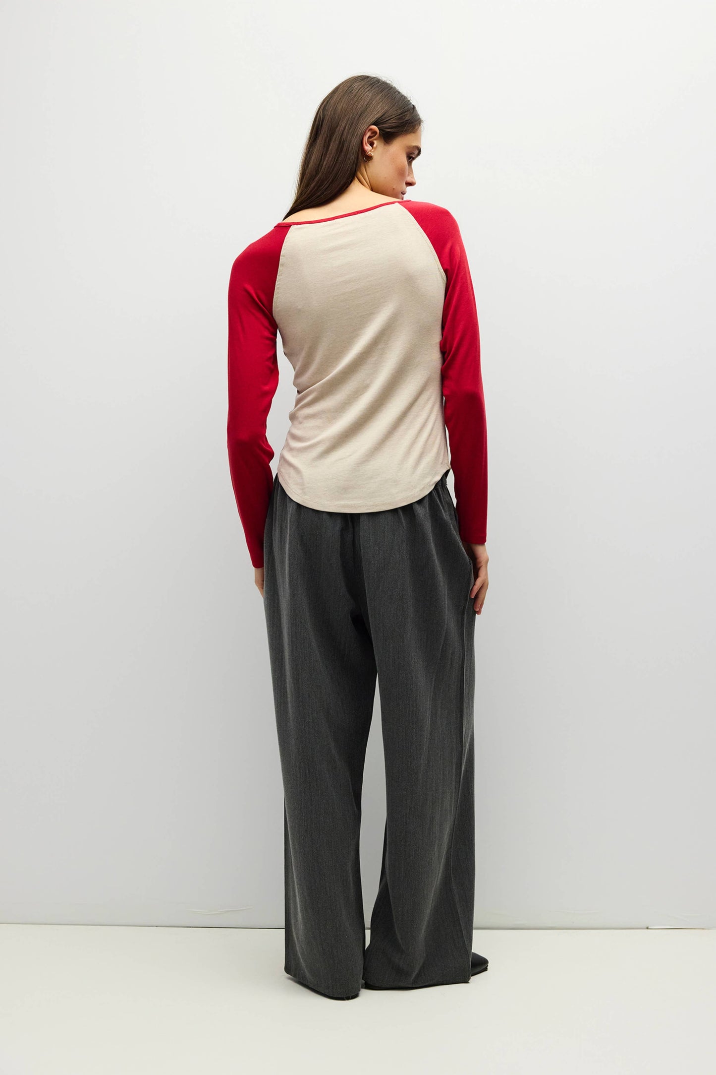 Contrast Raglan Long Sleeve Knit Top