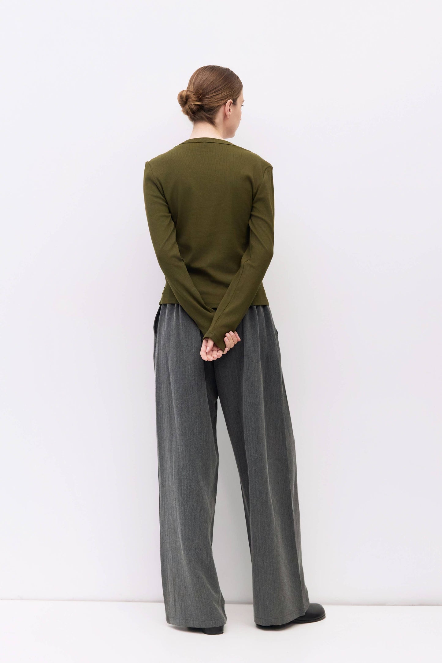 Olive Long Sleeve Ribbed T-Shirt