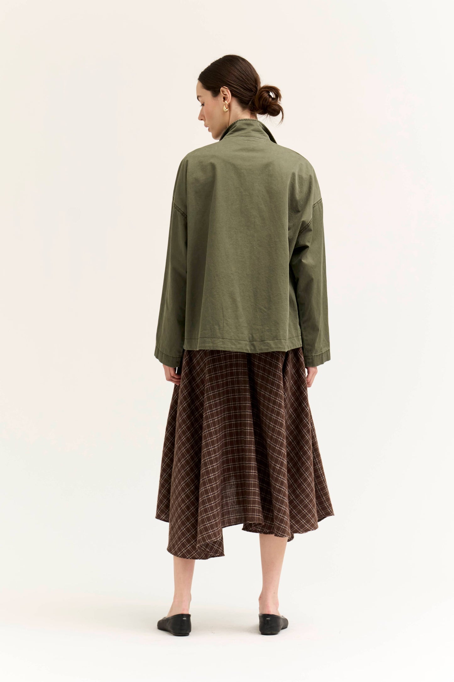 Moss Corduroy High Collar Cotton Jacket