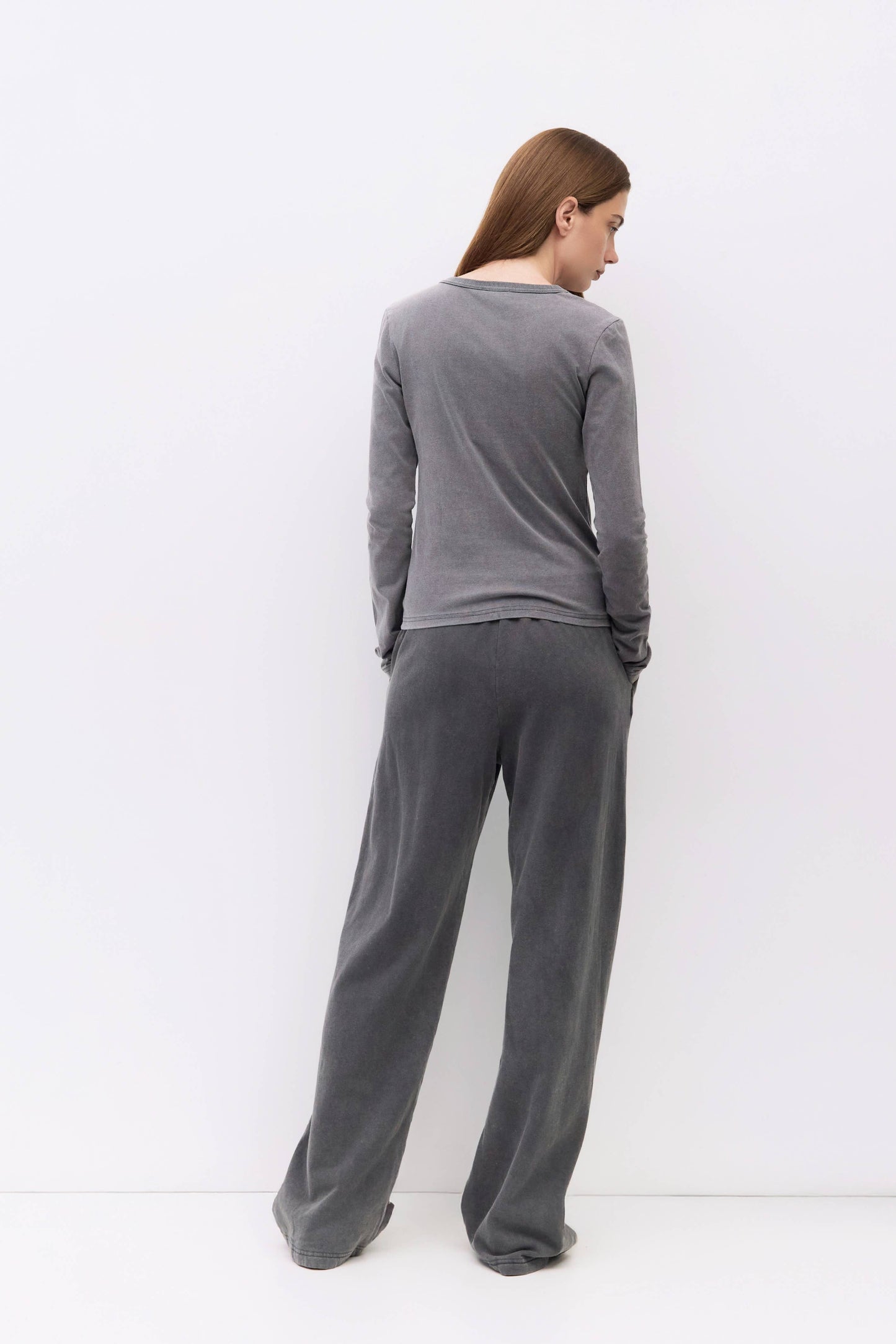 Charcoal Gray Wide Leg Tie Front Fleece Pants
